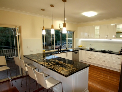 Spacious Kitchen with Marble Bench Tops
