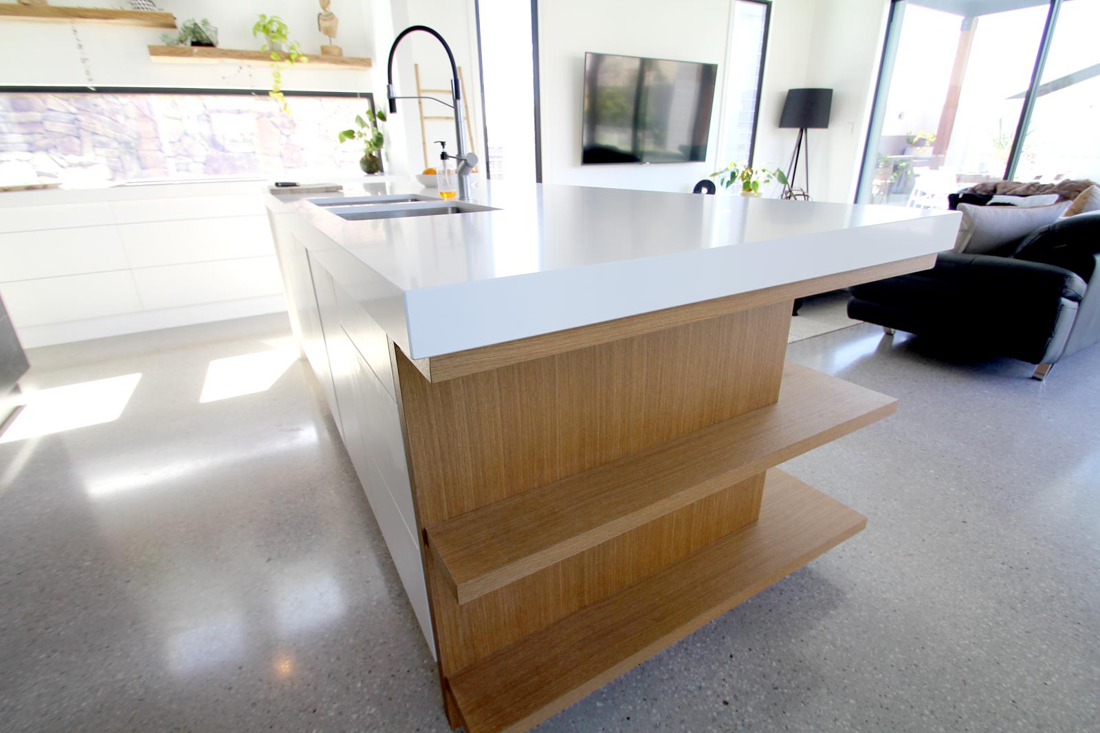 Modern clean lines and the warmth of timber. Custom kitchen designs Brisbane