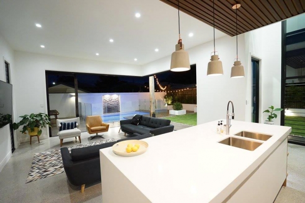 Modern clean lines and the warmth of timber. Custom kitchen designs Brisbane