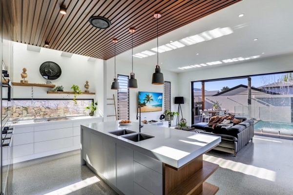Modern clean lines and the warmth of timber. Custom kitchen designs Brisbane